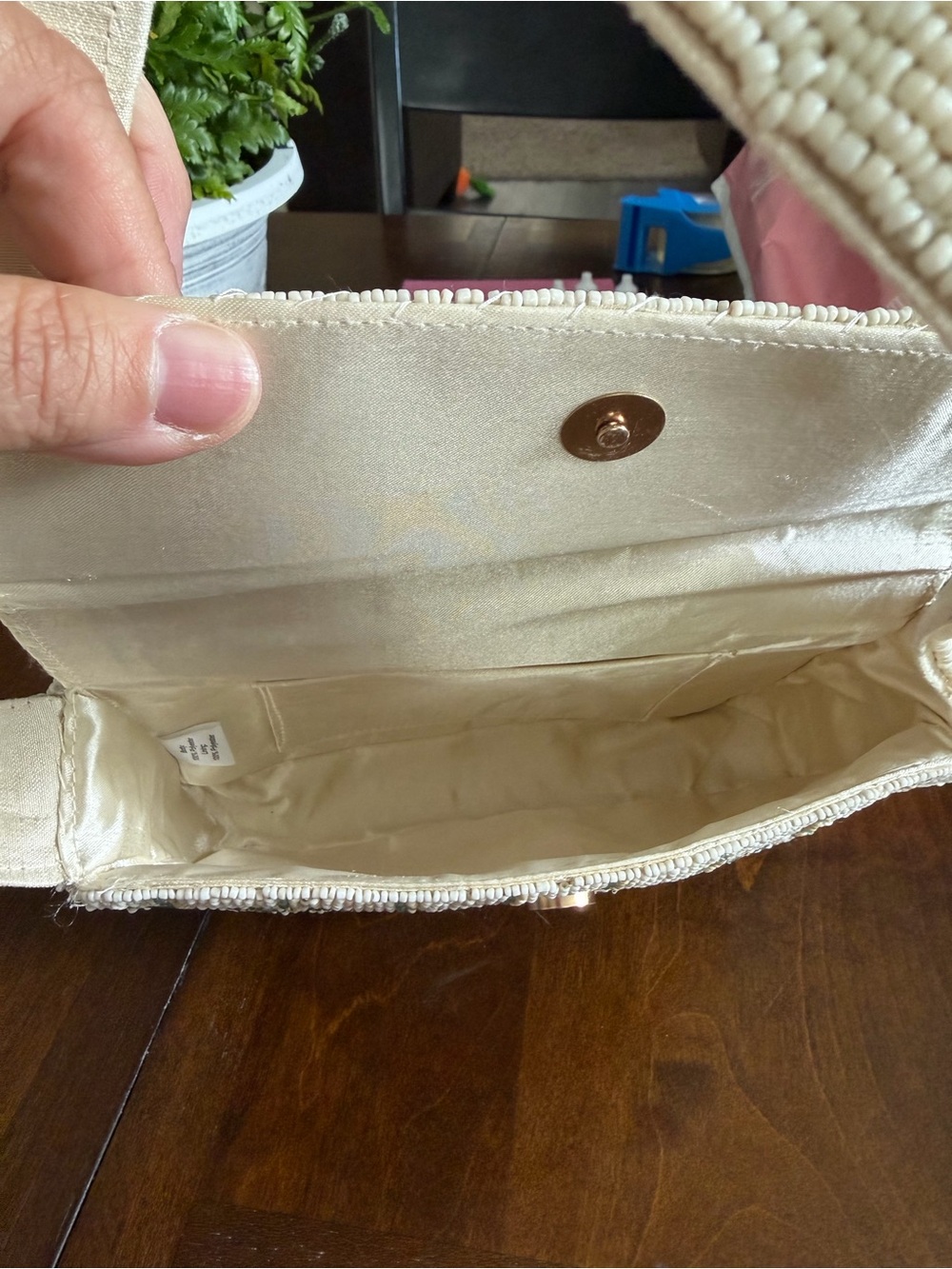 Sol & Mer Cream Beaded Equestrian Shoulder Bag with Multicolor Motif - Picture 3 of 3